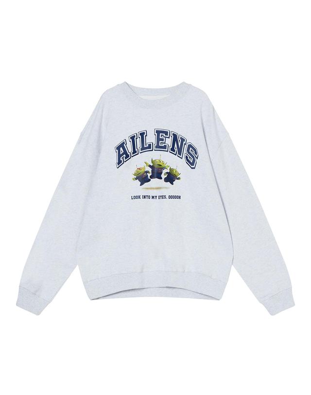 핸즈인더포켓 핸즈 인 더 포켓 [토이스토리] AILENS GRAPHIC SWEATSHIRTS_WHITE MELANGE 밝은 그레이 착용컷