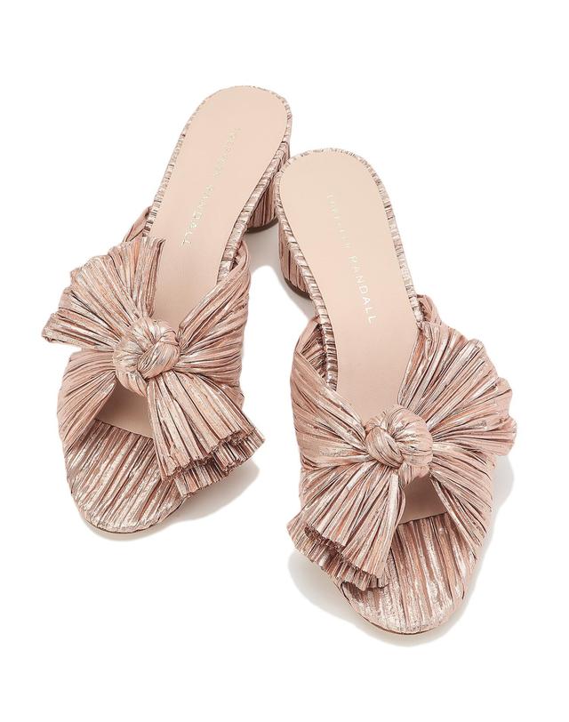 라움 로플러 랜달 [LOEFFLER RANDALL] 핑크 글리터리본 슬리퍼 밝은 핑크 착용컷
