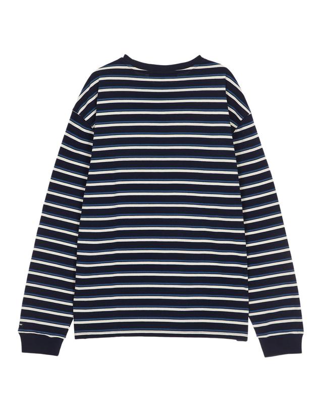 배드 팩토리 오발 로고 스트라이프 롱슬리브 티 네이비 (OVAL LOGO STRIPE L/S TEE NAVY) 착용컷
