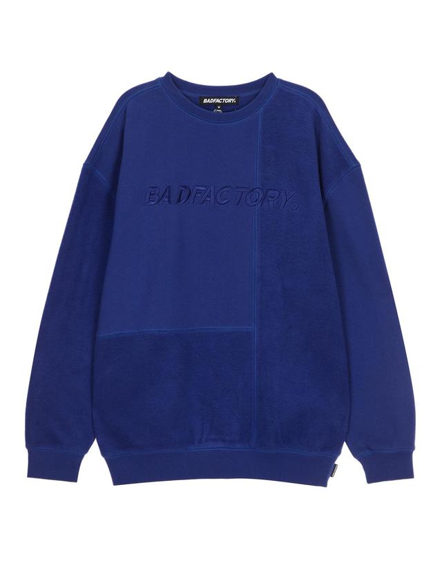 배드 팩토리 리버스 테리 패널드 크루넥 블루 (REVERSE TERRY PANELLED CREWNECK BLUE) 착용컷