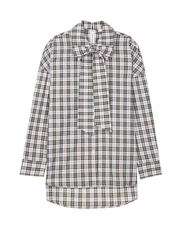 라움 티비 [TIBI] 아이보리 스트랩 면 긴팔블라우스 MULTI COLOR 착용컷
