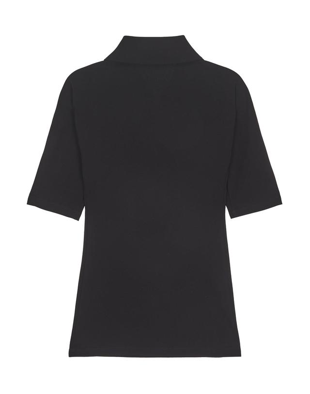 라움 티비 [TIBI] 블랙 단색 반집업티셔츠 착용컷