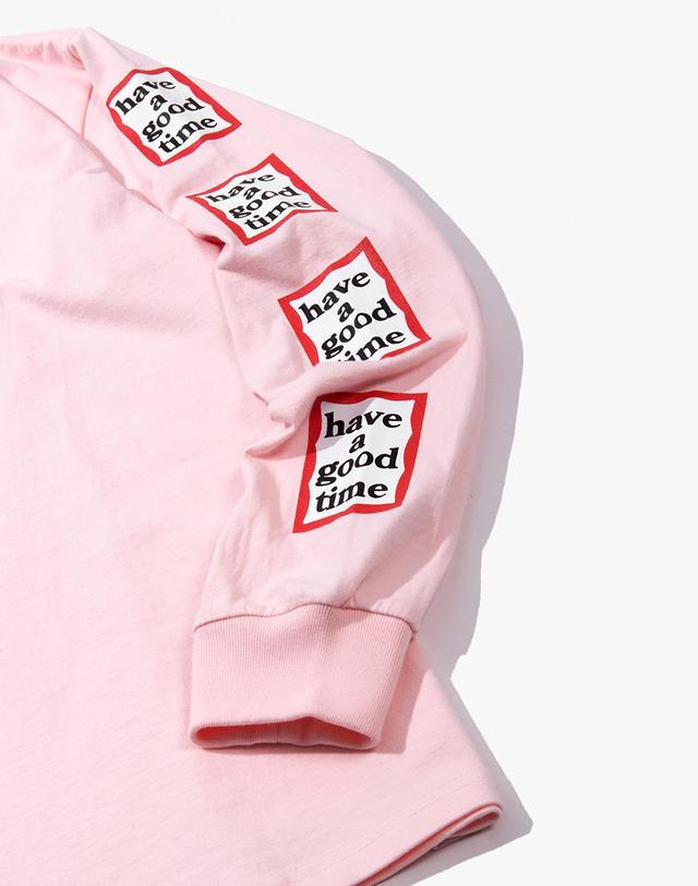 해브 어 굿 타임 해브어굿타임 ARM FRAME L/S TEE_LIGHT PINK 밝은 핑크 착용컷