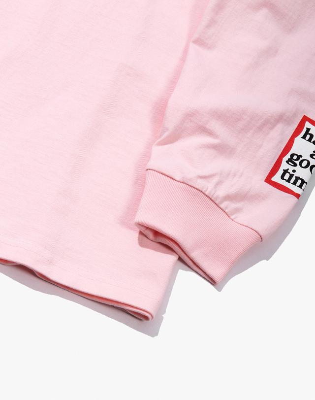 해브 어 굿 타임 해브어굿타임 ARM FRAME L/S TEE_LIGHT PINK 밝은 핑크 착용컷