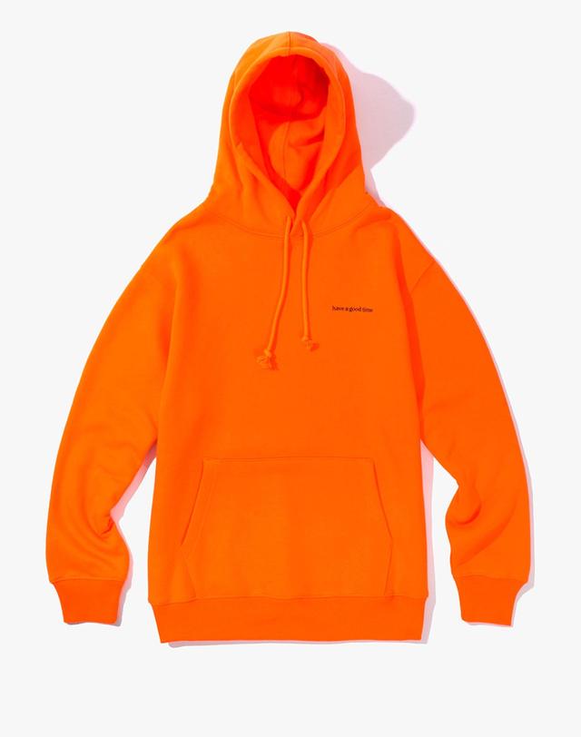 해브어굿타임 해브 어 굿 타임 Side Logo Pullover Hoodie - Neon Orange / 후드 티셔츠 오렌지 착용컷