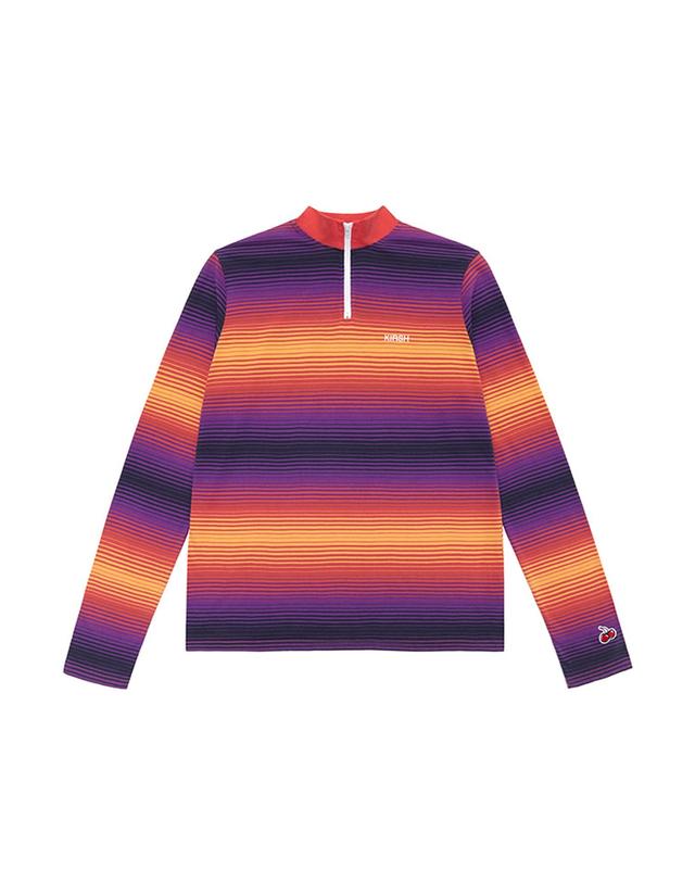 키르시 STRIPE ZIPUP T-SHIRT HS [RED] 레드 착용컷