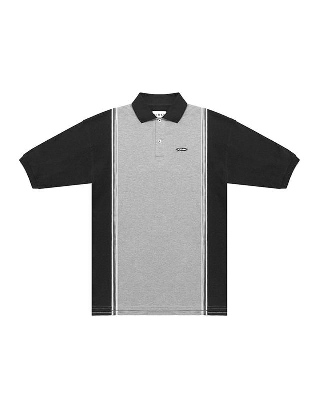 키르시 OVERSIZE POLO T-SHIRT BLACK / 오버사이즈 배색 반팔 폴로셔츠 블랙 착용컷