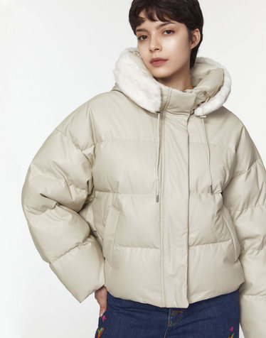 [RAUM WOMEN SIGNATURE] 베이지 탈착퍼 구스다운 패딩점퍼