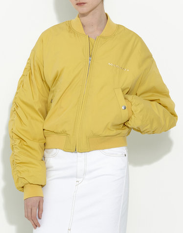 옐로우 단색 면혼방 긴팔자켓