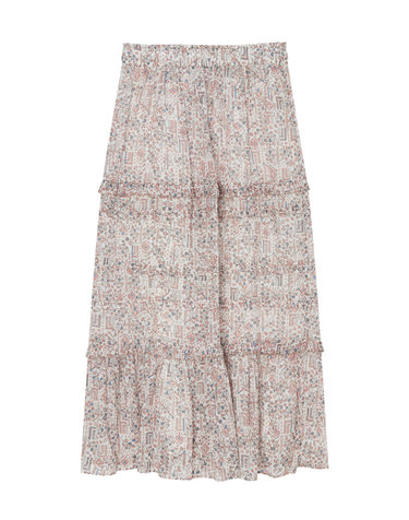크림 패턴 면 밴딩스커트