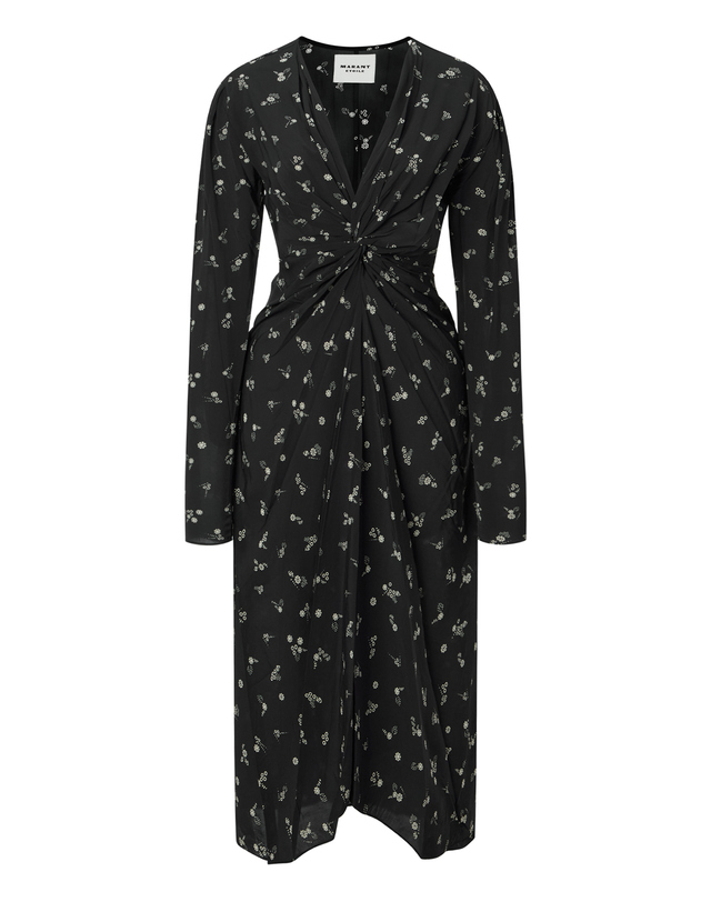 이자벨마랑 에뚜왈 [ISABEL MARANT ETOILE] 블랙 플라워패턴 긴팔원피스 착용컷