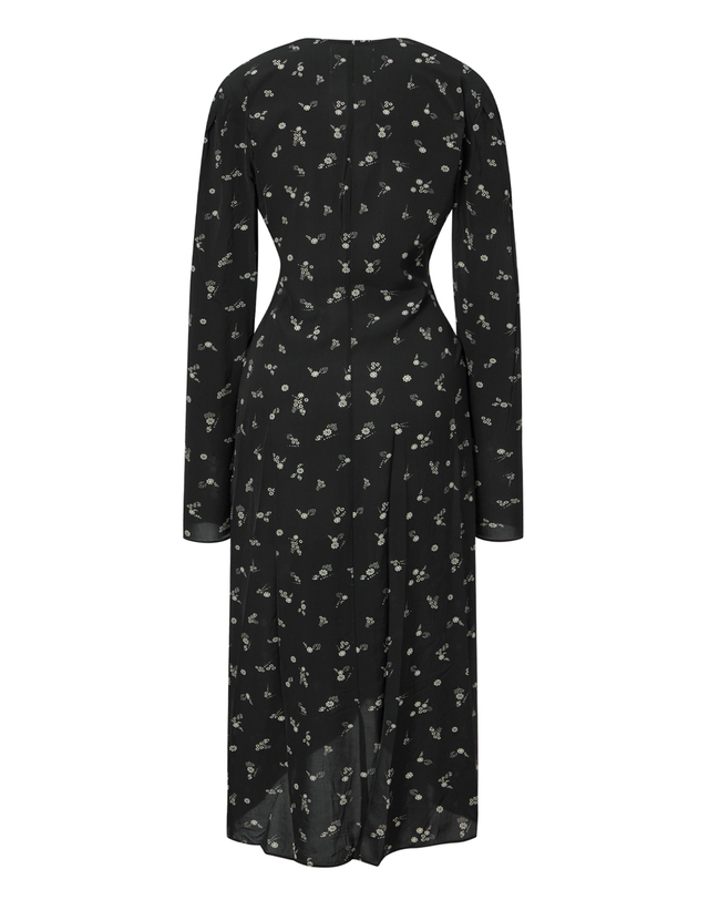 이자벨마랑 에뚜왈 [ISABEL MARANT ETOILE] 블랙 플라워패턴 긴팔원피스 착용컷