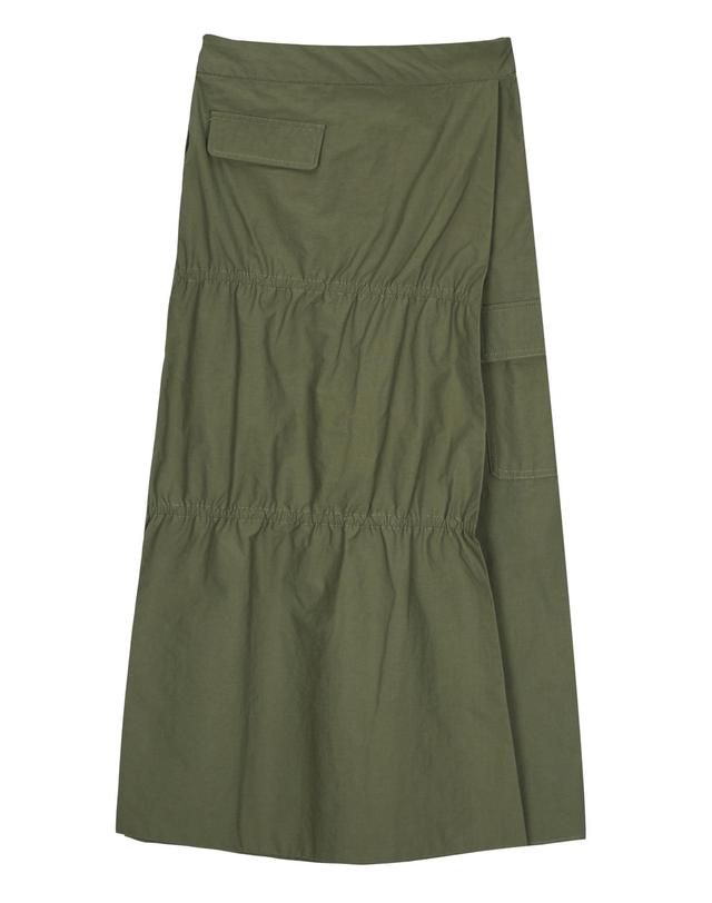 엠오엠씨키츠 랩 카고 롱 스커트 카키 (WRAP CARGO LONG SK KHAKI) 착용컷
