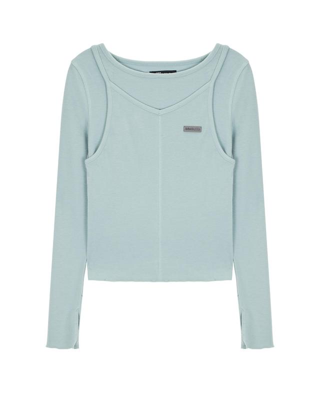 엠오엠씨키츠 뉴 레이어드 롱슬리브 민트 (NEW LAYERED L/S TS MINT) 밝은 연두 착용컷