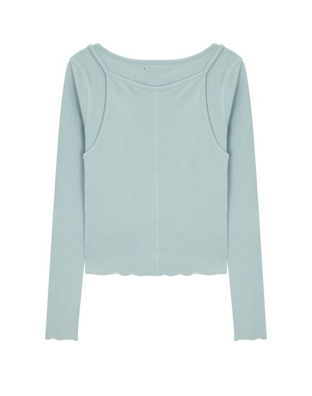 엠오엠씨키츠 뉴 레이어드 롱슬리브 민트 (NEW LAYERED L/S TS MINT) 밝은 연두 착용컷