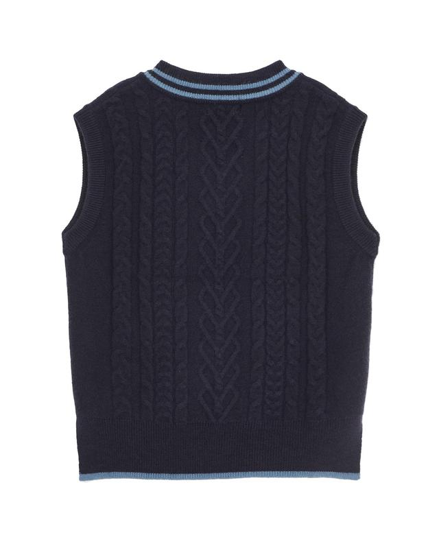 엠오엠씨키츠 하트 로고 트위스트 베스트 네이비 (HEART LOGO TWIST VEST NAVY) 착용컷