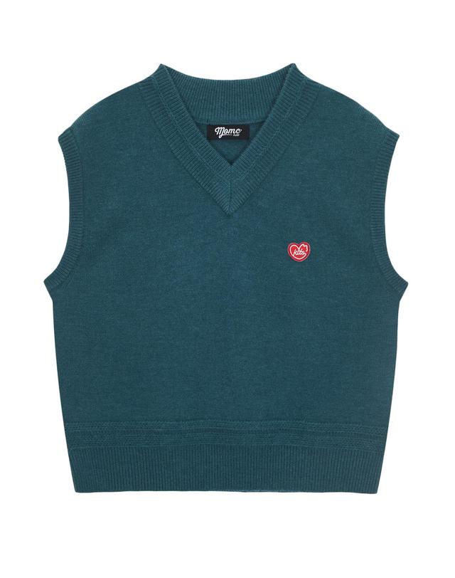 엠오엠씨키츠 하트 로고 솔리드 베스트 다크 블루 (HEART LOGO SOLID VEST D.BLUE) 연블루 착용컷