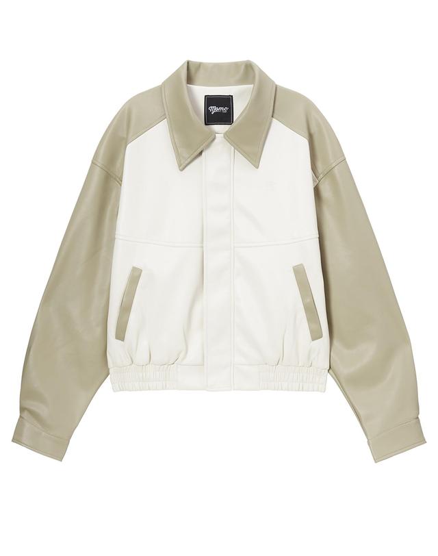 엠오엠씨키츠 에코 레더 재킷 베이지 (ECO LETHER JACKET BEIGE) 착용컷