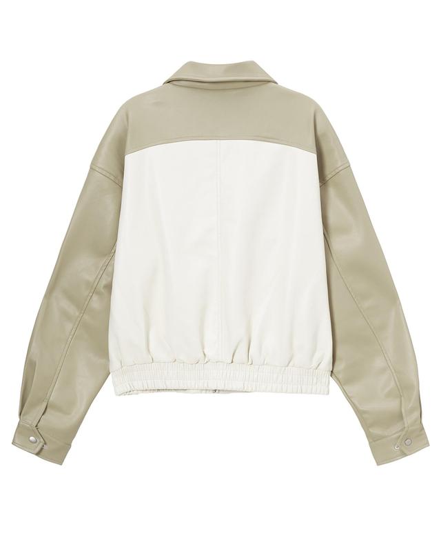 엠오엠씨키츠 에코 레더 재킷 베이지 (ECO LETHER JACKET BEIGE) 착용컷