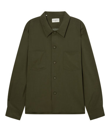 [OFFICINE GENERALE MEN] 카키 단색 울 긴팔캐주얼셔츠
