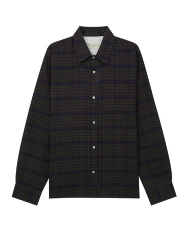 [OFFICINE GENERALE MEN] 네이비 체크 면 긴팔캐주얼셔츠