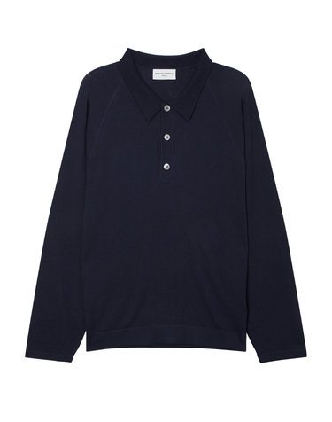 [OFFICINE GENERALE MEN] 네이비 단색 울 긴팔카라니트
