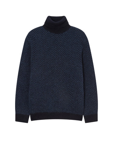 [OFFICINE GENERALE MEN] 네이비 패턴 알파카혼방 니트
