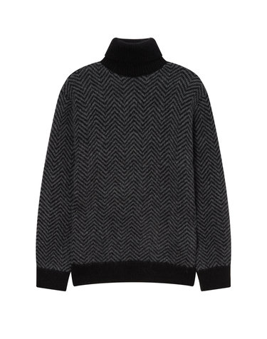 [OFFICINE GENERALE MEN] 블랙 패턴 알파카혼방 니트
