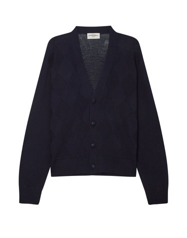 [OFFICINE GENERALE MEN] 네이비 패턴배색 울 가디건