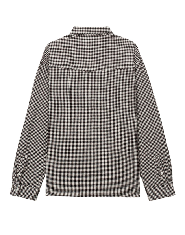 오피신 제네랄 남성 [OFFICINE GENERALE MEN] 블랙 체크 린넨혼방 긴팔캐주얼셔츠 착용컷
