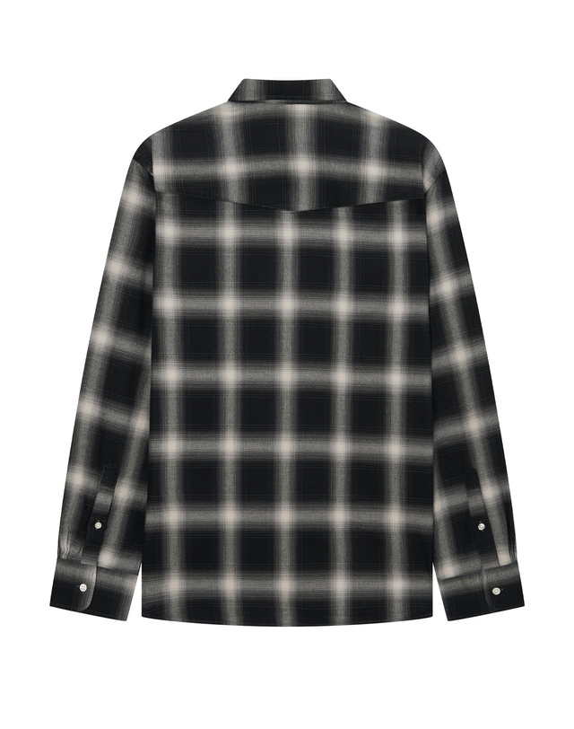 오피신 제네랄 남성 [OFFICINE GENERALE MEN] 블랙 체크 면 긴팔캐주얼셔츠 착용컷