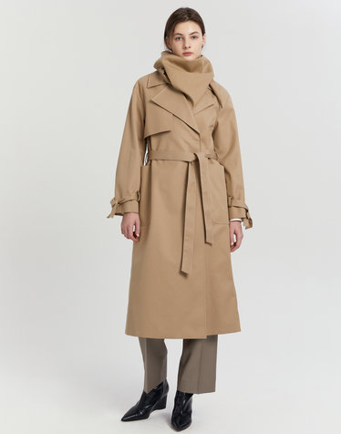 오피신 제네랄 여성 · [OFFICINE GENERALE WOMEN] 카키 단색 면혼방 트렌치코트 · [23FW] · 스토어 상품 이미지
