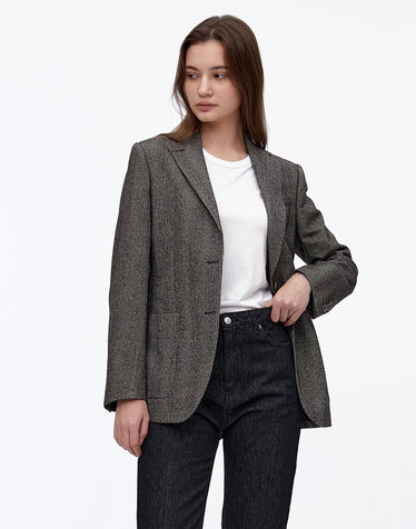 [OFFICINE GENERALE WOMEN] 브라운 체크 울혼방 긴팔자켓