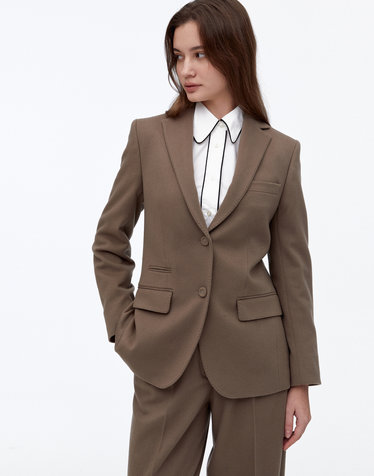 [OFFICINE GENERALE WOMEN] 브라운 단색 울캐시미어혼방 긴팔자켓