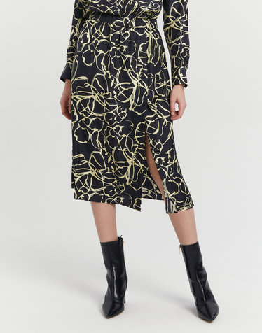 [OFFICINE GENERALE WOMEN] 네이비 프린트 실크 밴딩스커트
