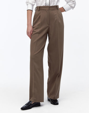 [OFFICINE GENERALE WOMEN] 브라운 단색 울캐시미어혼방 팬츠