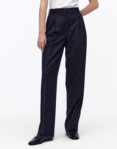 [OFFICINE GENERALE WOMEN] 네이비 스트라이프 울 팬츠