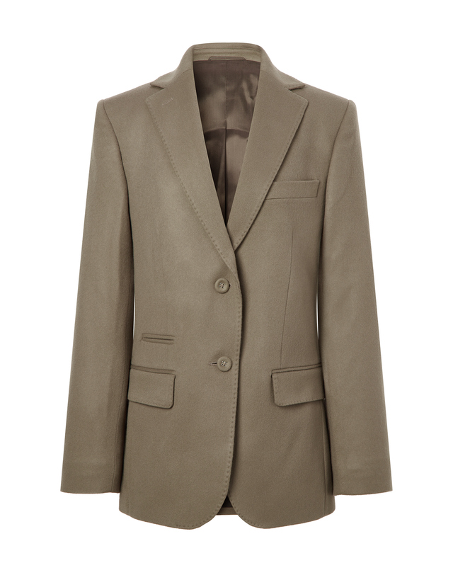 오피신 제네랄 여성 [OFFICINE GENERALE WOMEN] 브라운 단색 울캐시미어혼방 긴팔자켓 밝은 브라운 착용컷