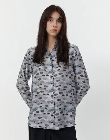오피신 제네랄 여성 [OFFICINE GENERALE WOMEN] 그레이 패턴 실크 긴팔블라우스