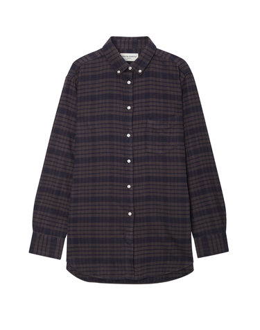 [OFFICINE GENERALE WOMEN] 네이비 버튼다운 면 긴팔블라우스