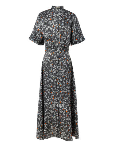 [OFFICINE GENERALE WOMEN] 그레이 패턴 실크 반팔원피스