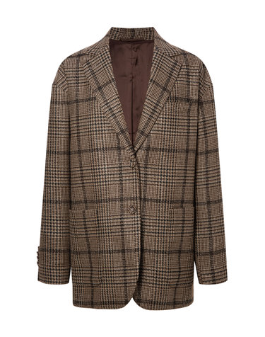 [OFFICINE GENERALE WOMEN] 브라운 체크 울혼방 긴팔자켓