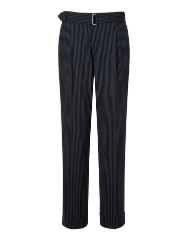 [OFFICINE GENERALE WOMEN] 네이비 스트라이프 울 롤업팬츠