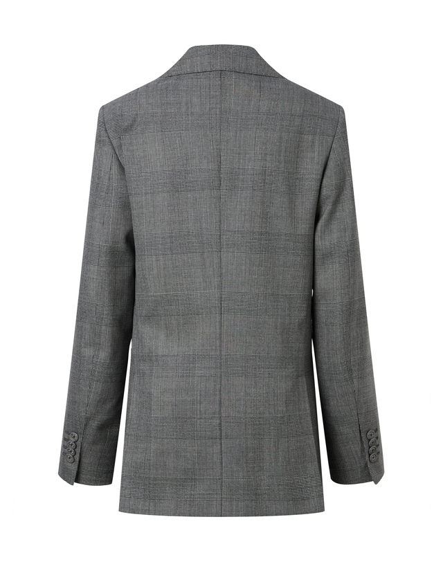 오피신 제네랄 여성 [OFFICINE GENERALE WOMEN] 그레이 체크 울 긴팔자켓 진한 그레이 착용컷