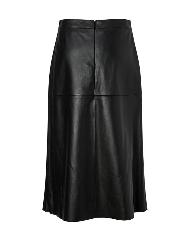 오피신 제네랄 여성 [OFFICINE GENERALE WOMEN] 블랙 단색 양가죽 스커트 착용컷