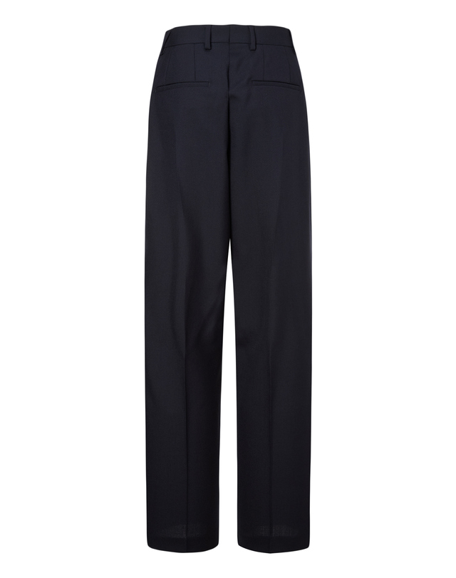 오피신 제네랄 여성 [OFFICINE GENERALE WOMEN] 네이비 단색 울 팬츠 진한 네이비 착용컷
