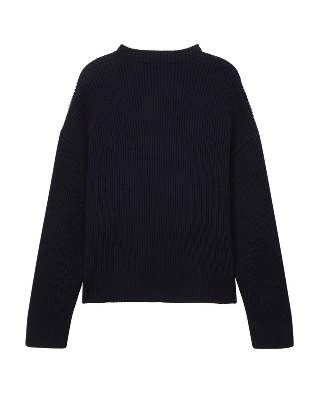 오피신 제네랄 여성 [OFFICINE GENERALE WOMEN] 네이비 단색 울 니트 진한 네이비 착용컷