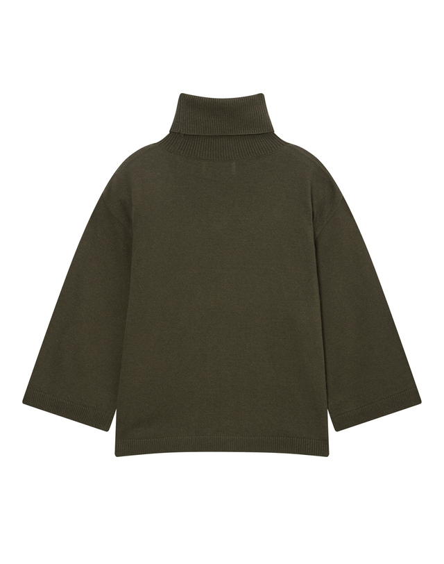 오피신 제네랄 여성 [OFFICINE GENERALE WOMEN] 그린 단색 울 니트 초록 착용컷