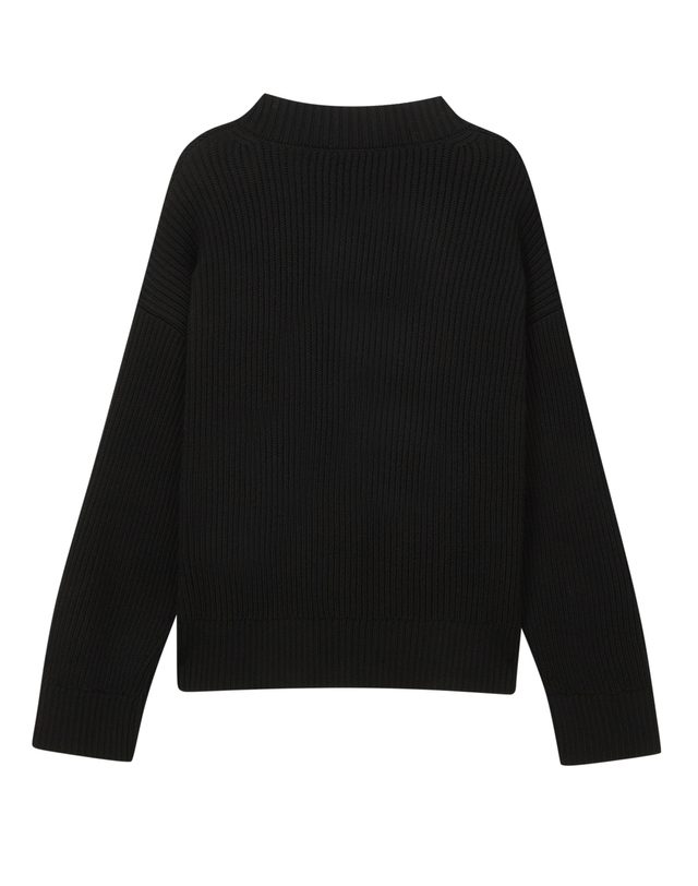 오피신 제네랄 여성 [OFFICINE GENERALE WOMEN] 블랙 단색 울 니트 착용컷
