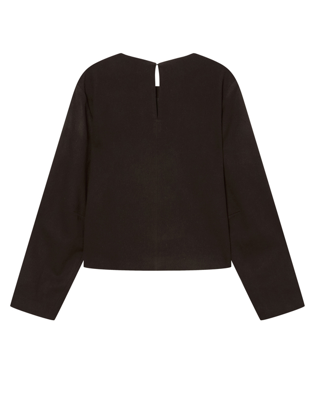 오피신 제네랄 여성 [OFFICINE GENERALE WOMEN] 브라운 단색 울캐시미어혼방 긴팔티셔츠 진한 브라운 착용컷